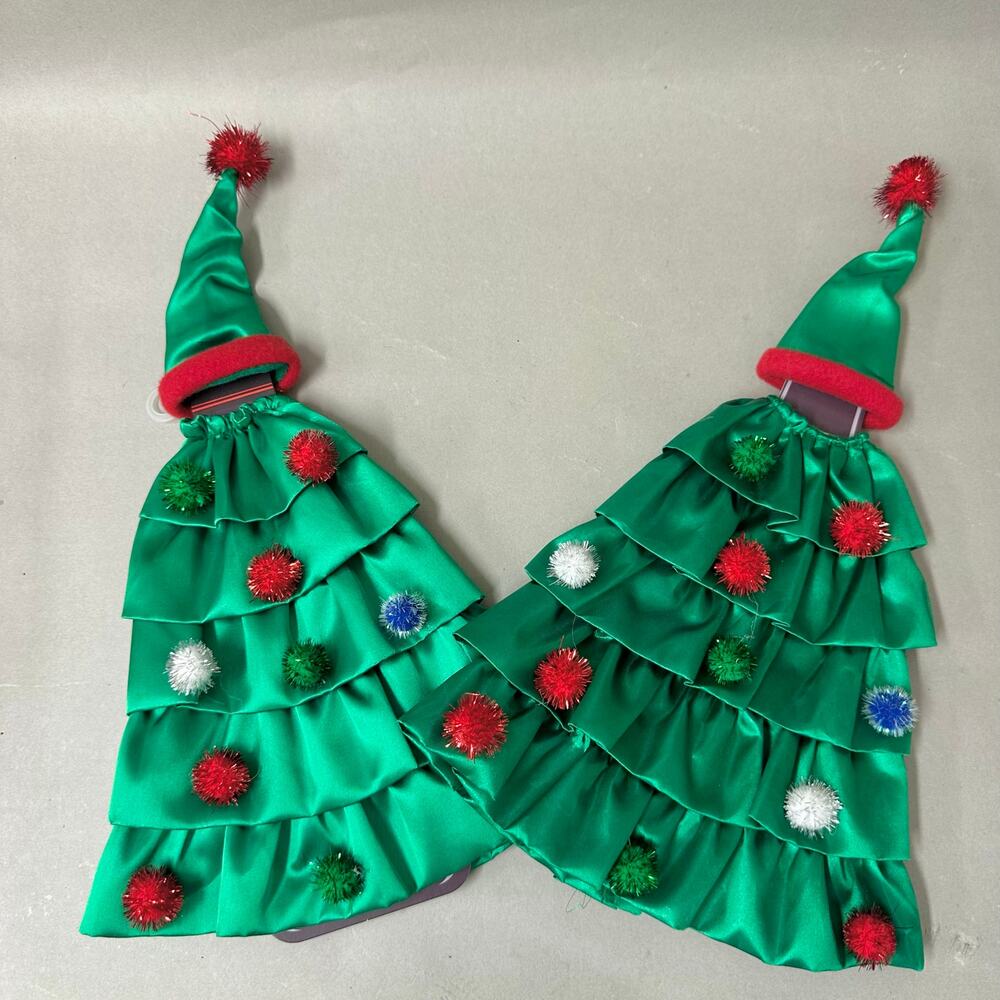 3 Celebrate the Season Christmas‎ tree wine skirts/hats W/ Tinsel Gift Bag NWT